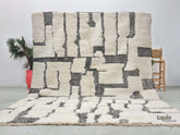 talej - Tapis berbère sur mesure blanc et noir - Tapis Beni Ouarain géométrique