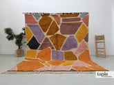 Taliya – Tapis berbère sur mesure orange et marron shaggy - Tapis Beni Ouarain fait main
