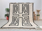 Tamar - Tapis berbère 255x300 noir et blanc - Tapis Beni Ourain abstrait shaggy
