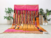Tamazirt - Tapis berbère 183x274 rose et marron - Tapis Boujaad abstrait vintage