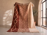 Tamurt - Tapis berbère sur mesure terracotta et pêche - Tapis Beni Ourain à losanges