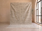 Tamzyet - Tapis kilim sur mesure gris chiné et ivoire - Tapis berbère rayé