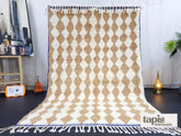 Kourosh - Tapis Beni Ouarain beige et bleu foncé - Tapis géométrique 160x230