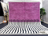 Tiznit - Tapis Beni Ouarain violet orchidée et noir - Tapis rayé sur mesure