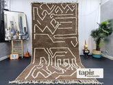 JAYLA - Tapis berbère sur mesure marron - Tapis Beni Ouarain géométrique