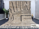 Fatima - Tapis berbère sur mesure taupe et noir - Tapis Mrirt abstrait