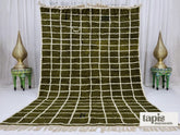 Asma - Tapis berbère sur mesure vert émeraude - Tapis Beni Ouarain quadrillage