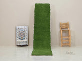Tapis Couloir vert Beni Ouarain - Tapis berbère uni sur mesure