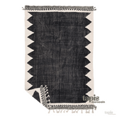 Tapis Kilim NASSIRA sur mesure - Tapis berbère géométrique noir et blanc