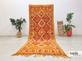 Darya - Tapis Taznakht rouge et doré - Tapis berbère à motifs losanges 120x300