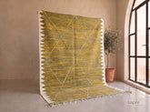 Tasoukt - tapis-kilim-sur-mesure-jaune-moutarde-vert-olive-tapis-berbere-losanges