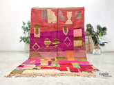 Tazila - Tapis berbère 201x280 rouge et violet - Tapis Boujaad abstrait vintage