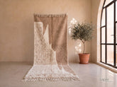 Tifawt - Tapis couloir berbère sur mesure beige et ivoire - Tapis Beni Ourain abstrait