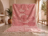 Tijdiguin - Tapis berbère sur mesure rose poudré et ivoire - Tapis Beni Ourain géométrique relief