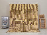Tiniri - Tapis Beni Ourain marron et jaune - Tapis rayé sur mesure