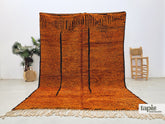 TISLA - Tapis berbère sur mesure orange brûlé et noir - Tapis Mrirt rayé