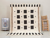 Tissilt - Tapis berbère Beni Ouarain noir et blanc - Tapis géométrique sur mesure
