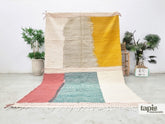 Tiznit - Tapis Zanafi jaune et turquoise - Tapis kilim berbère abstrait sur mesure