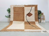 Tomyet - Tapis berbère sur mesure marron clair et blanc - Tapis Beni Ouarain géométrique