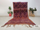 Touley - tapis berbère 192x348 mauve et orange - tapis Beni M'Guild à losanges géométriques vintage