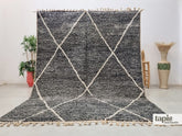 Turia - Tapis berbère sur mesure noir et blanc - Tapis Beni Ourain géométrique