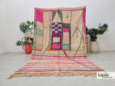 Wardia - tapis berbère 191x295 rose poudré - tapis Boujad rayé vintage