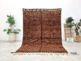 Wijha - Tapis berbère 152x213 marron - Tapis Beni Ouarain rayures relief