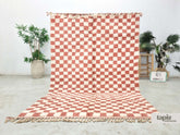 Werida - Tapis berbère 183x274 rose poudré et blanc - Tapis Beni Ouarain damier