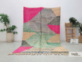 Yadal - Tapis berbère 170x252 rose et crème abstrait - Tapis Boujaad vintage