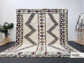 Zirea - tapis berbère sur mesure blanc et violet zigzag - tapis beni ouarain fait main