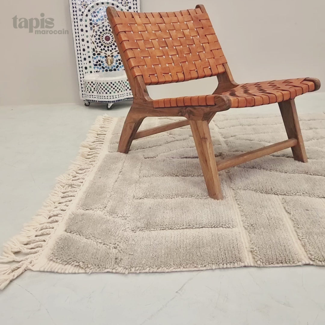 Sahra - Tapis Beni Ourain gris - tapis berbère en laine épais et authentique