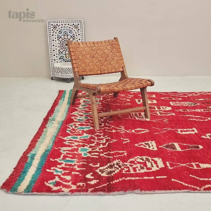 Tafra - Tapis Boujad rouge - Tapis berbère en laine 180x250
