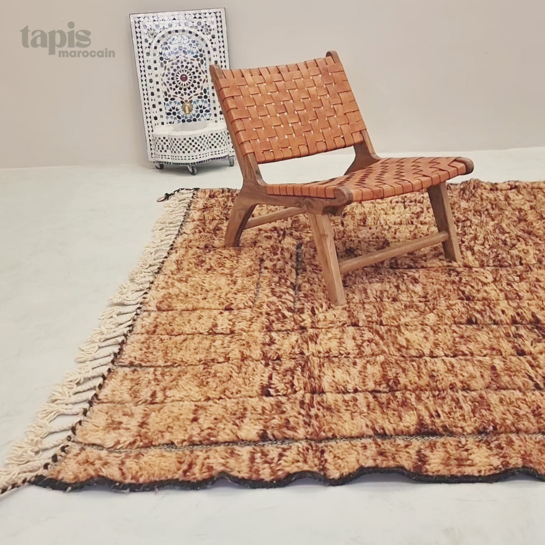 Ifri - Tapis Beni Ourain marron - tapis berbère rayé sur mesure