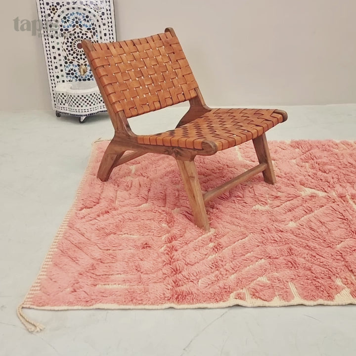 Tirra - Tapis Mrirt rose pêche - Tapis berbère relief sur mesure