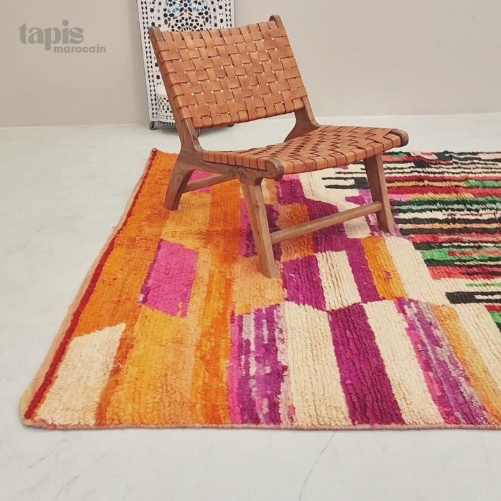 Habib - Tapis Boujad rouge et orange - Tapis berbère en laine 180x300