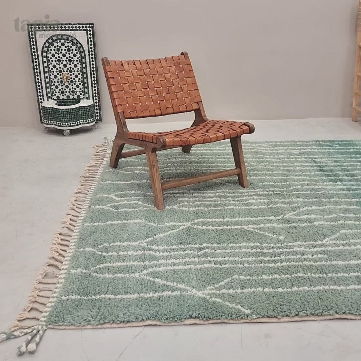 Tiniri - Tapis Beni Ourain vert - Tapis abstrait sur mesure