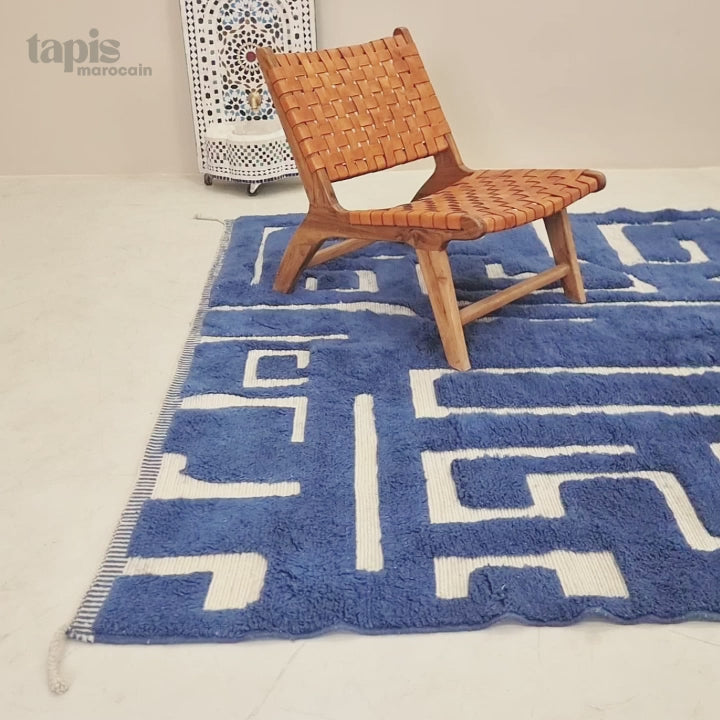 Chams - Tapis Berbère Bleu foncé - Tapis Mrirt luxueux 180x250