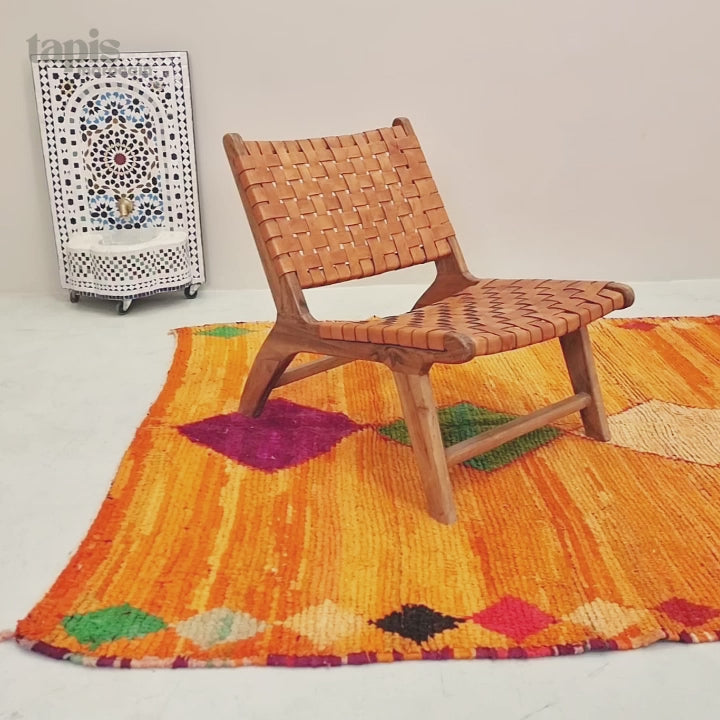 Taghazout - Tapis Boujaad orange rustique à losanges - Tapis berbère vintage 160x230